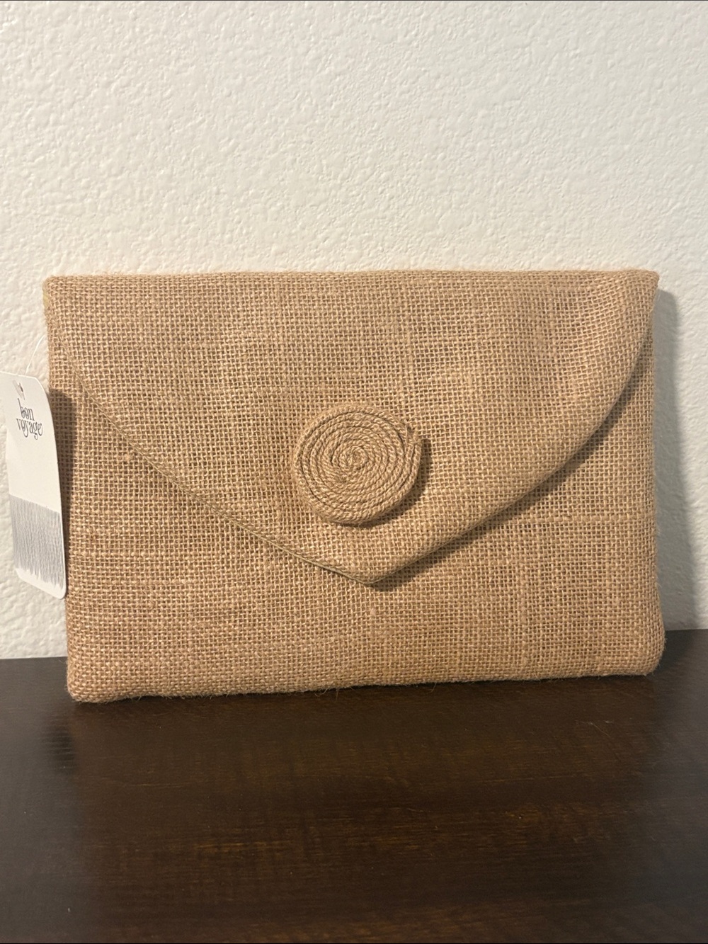 NWT Bon Voyage Rose Jute Clutch Bag